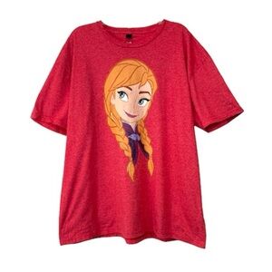 Disney Frozen Princess Anna Graphic T Shirt Women 2X Red Pink Short Sleeve Tee